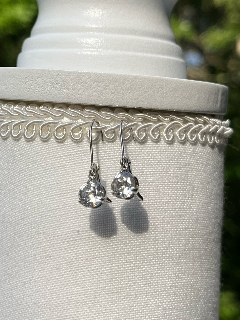 QVC 14K Gold CZ Leverback Dangle Earrings Clear Round Cubic Zirconia 2g - Picture 3 of 16